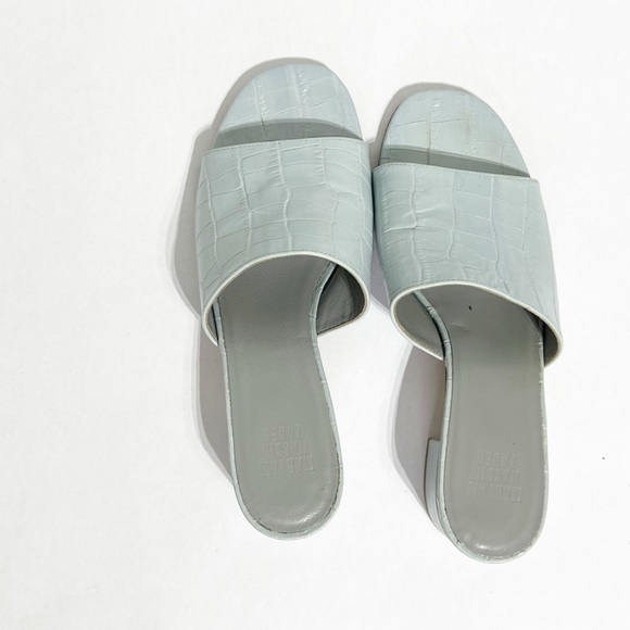 Maryam Nassir Zadeh Faux Croc Embossed Leather Block Heel Slides Sandals SZ 37. - Picture 9 of 12